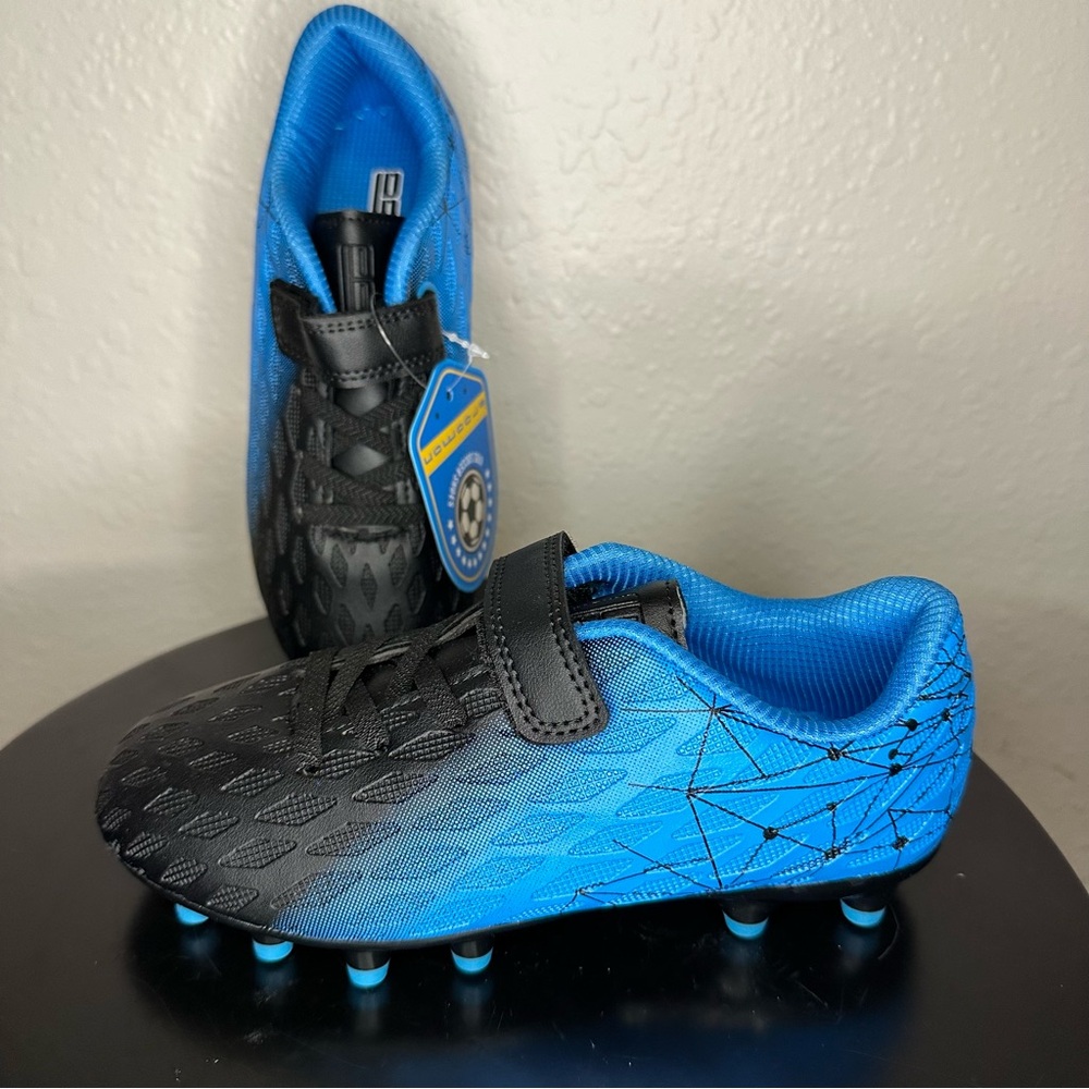 Blue and Black Firm Ground Soccer Cleats, Size 1
